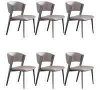 YVYKFZD Set di Sedie da Pranzo in pelle, Sedie da Cucina con gambe e schienale in metallo, Sedia da pranzo senza braccioli per il tempo libero, Sala da Pranzos imbottite(Light gray,6 pcs)