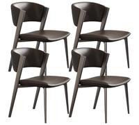 YVYKFZD Set di Sedie da Pranzo in pelle, Sedie da Cucina con gambe e schienale in metallo, Sedia da pranzo senza braccioli per il tempo libero, Sala da Pranzos imbottite(Black,4 pcs)