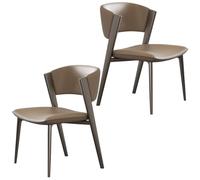 YVYKFZD Set di Sedie da Pranzo in pelle, Sedie da Cucina con gambe e schienale in metallo, Sedia da pranzo senza braccioli per il tempo libero, Sala da Pranzos imbottite(Coffee,2 pcs)