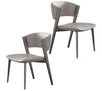 YVYKFZD Set di Sedie da Pranzo in pelle, Sedie da Cucina con gambe e schienale in metallo, Sedia da pranzo senza braccioli per il tempo libero, Sala da Pranzos imbottite(Light gray,2 pcs)