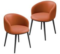 YVYKFZD Set di Sedie da Pranzo in pelle, Sedie da Cucina senza braccioli, Sedia da pranzo con schienale e gambe in metallo, Sala da Pranzos per il tempo libero(Orange,2 pcs)