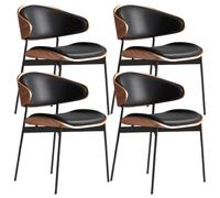 YVYKFZD Set di Sedie da Pranzo metà secolo, Sedie da Cucina con schienale curvo e gambe in metallo, Sedia da pranzo rivestite in pelle, Sala da Pranzos senza braccioli(Black,4PCS)