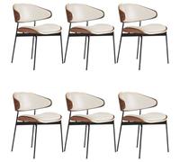 YVYKFZD Set di Sedie da Pranzo metà secolo, Sedie da Cucina con schienale curvo e gambe in metallo, Sedia da pranzo rivestite in pelle, Sala da Pranzos senza braccioli(Off-white,6PCS)