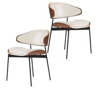 YVYKFZD Set di Sedie da Pranzo metà secolo, Sedie da Cucina con schienale curvo e gambe in metallo, Sedia da pranzo rivestite in pelle, Sala da Pranzos senza braccioli(Off-white,2PCS)