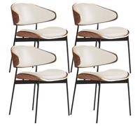 YVYKFZD Set di Sedie da Pranzo metà secolo, Sedie da Cucina con schienale curvo e gambe in metallo, Sedia da pranzo rivestite in pelle, Sala da Pranzos senza braccioli(Off-white,4PCS)