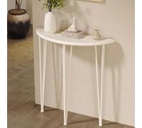 YVYKFZD Tavolo Consolle a mezzaluna, Consolle Ingresso in legno con gambe in metallo, Tavolo Console Tavolos da Ingresso stretti, eleganti Tavolos da Divano, per foyer(White,80x25x90cm)
