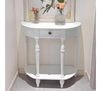 YVYKFZD Tavolo Consolle in legno massello, Consolle Ingresso Tavolo Console a mezzaluna con cassetto, Tavolos da Ingresso vintage, Tavolos da Divano stretti(White,L 90cm/35.4")