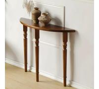 YVYKFZD Tavolo Consolle in legno massello, Consolle Ingresso Tavolo Console a mezzaluna, Tavolos da Ingresso stretti, Tavolos da Divano minimalisti, per foyer(Walnut,90x25x90cm)