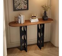 YVYKFZD Tavolo Consolle in legno massello, Consolle Ingresso unico, eleganti Tavolo Console Tavolos da Ingresso, Tavolos da Divano stretti con ripiano aperto(Walnut 1,L 160cm/62.9")