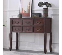 YVYKFZD Tavolo Consolle in stile rustico, Consolle Ingresso in legno massello con cassetto, Tavolo Console Tavolos da Ingresso, Tavolos da Divano stretti(Dark Walnut,L 100cm/39.3")