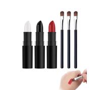 YWAYNU Trucco Halloween Set, 3 Stick Trucco Viso Nero Bianco Rosso + 3 Pennelli, Intenso e Lavabile, Halloween Makeup Kit per Trucchi Vampire, Costumi e Feste.