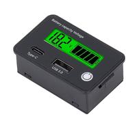 YWBL-WH Doppia Interfaccia Digital Battery Monitor LCD per L'auto Dell'auto, la Funzione di Memoria e i Collegamenti di Tipo C USB per la Manutenzione delle Batterie Al Litio