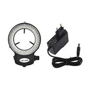 YWBL-WH Luce Ad Anello per Microscopio con 144 Perline LED, luminosità della Fotocamera Regolabile (0-100%) Sorgente Luminosa Senza Ombre per Microscopio Stereo e Illuminazione (BLACK)