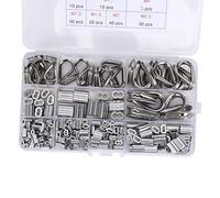 YWBL-WH Manicotto Ad Anello per Crimpatura da 225 Pezzi, Alluminio e Acciaio Inossidabile, Dimensioni Assortite per M1.2 M1.5 M2 M2.5 M3 M4 M5, Ideale per Applicazioni su Funi Metalliche e Cavi