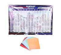 YWBL-WH Tabellone Draft Football, Extra Large 14 Squadre 20 Round | Tappetino Laminato Riutilizzabile, Etichette Colorate per Tutte le Posizioni, Pannello Nome Lavabile a Secco, Montaggio a