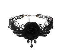 YWBleked Halloween Vestiti Collana Lolita Gotica con Girocollo in Pizzo con Nappe a Strati per Un Fascino retrò Costumi Cosplay Anime Oscure(Black,One Size)