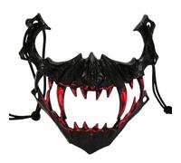 YWBleked Maschera Suora HorrorSpettacolo di danza di Halloween con due metà del viso sanguinante della tigre Yasha Tengu, lupo umano Maschere Carnevale Bimbi (E, One Size)