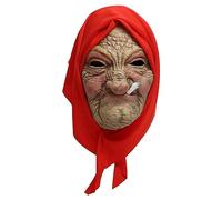 YWBleked Maschere HalloweenHalloween Nonna Copricapo Copricapo in lattice Nonna rosso Cosplay Prom Jitterbug Puntelli Periferico Vecchio Raccapricciante Umano Maschera Volto (Khaki, One Size)