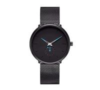 YWBleked Orologio al quarzo da uomo Orologio da uomo con cinturino in maglia da lavoro Popolare quadrante nero Orologio semplice da uomo e da donna alla moda Orologio Cronografo Uomo (B, One Size)