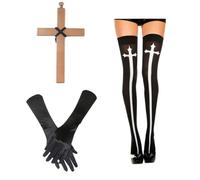 YWBleked Vestito Donna Hallowen Set per Giochi di Ruolo per Sorelle del Giorno dei Santi Vestito per Giochi di Ruolo missionario da Sorella Costume Cosplay da Soldato d'inverno (Black, One Size)