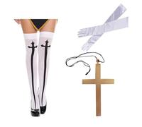 YWBleked Vestito Donna Hallowen Set per Giochi di Ruolo per Sorelle del Giorno dei Santi Vestito per Giochi di Ruolo missionario da Sorella Costume Cosplay da Soldato d'inverno (White, One Size)