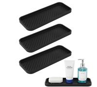 ywchoshe 3 Pezzi Vassoio Porta Spugne Lavello Cucina, Portaspugne per Lavello Cucina, Tappetini Drenanti in Silicone Nero, Organizer per Lavellos in Silicone Antiscivolo, per Scolapiatti Tazze Bagno