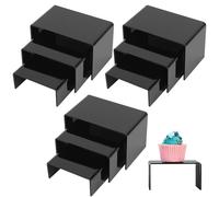ywchoshe 9 Pz Alzate di Display in Acrilico, Alzate per Espositori Gioielli, Espositore Vetrina in nero, Scaletta Esposizione per Display, Figure, Buffet, Cupcakee, Modellismo
