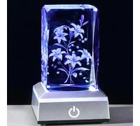 YWHL Regalo di compleanno per le donne in cristallo cubo di giglio fiore fermacarte 3D incisione laser figurine Keepsakes artigianato