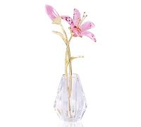 YWHL Statuetta di giglio rosa con vaso, fatta a mano, idea regalo per donna, regalo di nozze per coppie, decorazione per feste in casa (giglio rosa)