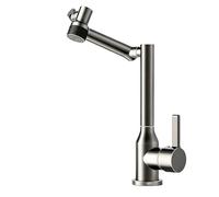 YWJFSA Miscelatore per Cucina Pieghevole Monocomando Miscelatore Bagno Alto Girevole con 2 Modalità Rubinetti con Bracci Articolati Regolabile in Altezza Ottone, Grigio Canna Di Fucile