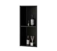 YWJFSA Nicchia Da Parete in Acciaio Inox 70 × 28cm Doppio Strato,Impermeabile,Nicchia Incorporata per Bagnoschiuma Shampoo Articoli Toeletta,Nero