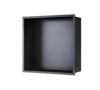 YWJFSA Nicchia Doccia Incasso 30 × 30cm Singolo Strato,Impermeabile,Senza Foratura Ripiano Nicchia Mensole Bagno per Bagnoschiuma Shampoo Articoli Toeletta,Nero