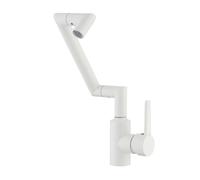 YWJFSA Rubinetto Cucina Pieghevole Acciaio Inox Acqua Calda e Fredda Miscelatore Monocomando Regolabile in Altezza 2 Modalità di Getto D’Acqua,Bianco