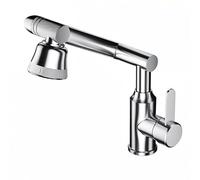 YWJFSA Rubinetto Cucina Pieghevole Altezza Regolabile Rubinetti a Bracci Meccanici con Doccetta 4 Modalità Miscelatore Lavabo Bagno Alto Acciaio Inox,Argento