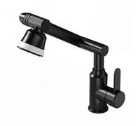 YWJFSA Rubinetto Cucina Pieghevole Altezza Regolabile Rubinetti a Bracci Meccanici con Doccetta 4 Modalità Miscelatore Lavabo Bagno Alto Acciaio Inox,Nero