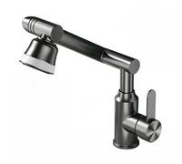 YWJFSA Rubinetto Cucina Pieghevole Altezza Regolabile Rubinetti a Bracci Meccanici con Doccetta 4 Modalità Miscelatore Lavabo Bagno Alto Acciaio Inox,Grigio