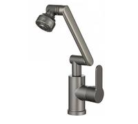 YWJFSA Rubinetto Cucina Pieghevole Altezza Regolabile Rubinetto Lavello Cucina Monocomando con Doccetta 4 Modalità Miscelatore Lavabo Bagno Alto Girevole,Grigio