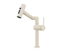 YWJFSA Rubinetto Cucina Pieghevole Altezza Regolabile Rubinetto Lavello Cucina Monocomando con Doccetta 4 Modalità Rubinetti a Bracci Meccanici,Bianco