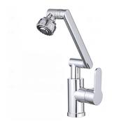 YWJFSA Rubinetto Cucina Pieghevole Altezza Regolabile Rubinetto Lavello Cucina Monocomando con Doccetta 4 Modalità Miscelatore Lavabo Bagno Alto Girevole,Argento