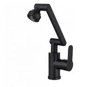 YWJFSA Rubinetto Cucina Pieghevole Altezza Regolabile Rubinetto Lavello Cucina Monocomando con Doccetta 4 Modalità Miscelatore Lavabo Bagno Alto Girevole,Nero