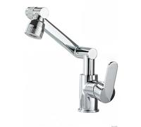 YWJFSA Rubinetto Cucina Pieghevole Miscelatore Lavabo Bagno Alto con Doccetta 2 Modalità Monocomando Rubinetti a Bracci Meccanici Altezza Regolabile,Argento