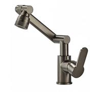 YWJFSA Rubinetto Cucina Pieghevole Miscelatore Lavabo Bagno Alto con Doccetta 2 Modalità Monocomando Rubinetti a Bracci Meccanici Altezza Regolabile,Grigio Canna Di Fucile