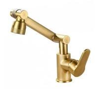 YWJFSA Rubinetto Cucina Pieghevole Miscelatore Lavabo Bagno Alto con Doccetta 2 Modalità Monocomando Rubinetti a Bracci Meccanici Altezza Regolabile,Oro