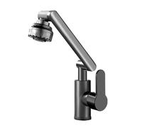 YWJFSA Rubinetto Cucina Pieghevole Miscelatore Lavabo Bagno Alto con Doccetta 2 Modalità Rubinetto Bagno Acciaio Inox Altezza Regolabile,Grigio