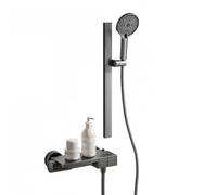 YWJFSA Rubinetto Doccia da Muro con Saliscendi Doccia | Miscelatore Vasca Cascata con Doccetta a 3 Getti Tubo Doccia PVC 1,5 M Corpo in Ottone