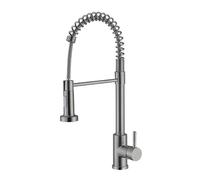 YWJFSA Rubinetto Lavello Cucina con Doccetta Estraibile Rubinetto Cucina in Acciaio Inossidabile con 2 Tipi di Getto Rubinetti con Molla a Spirale Monocomando,Grigio Canna di Fucile