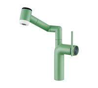 YWJFSA Rubinetto Lavello Cucina Pieghevole Rubinetti con Bracci Articolati con 2 Modalità Miscelatore Monoforo Ottone Regolabile in Altezza, Verde