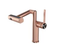 YWJFSA Rubinetto Lavello Cucina Pieghevole Rubinetti con Bracci Articolati con 4 Modalità Miscelatore Monocomando Regolabile in Altezza Ottone, Colore Rosa