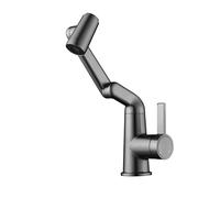 YWJFSA Rubinetto Pieghevole Cucina Monocomando Miscelatore Girevole Bagno con Doccetta a 2 Modalità Rubinetti con Braccio Meccanico Altezza Regolabile,Grigio Canna di Fucile