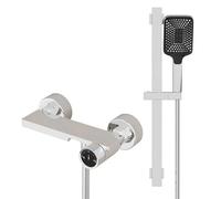 YWJFSA Rubinetto Vasca da Bagno con Saliscendi Doccia | Miscelatore Vasca Cascata con Doccetta a 3 Getti Miscelatore Monocomando Vasca in Ottone,Argento